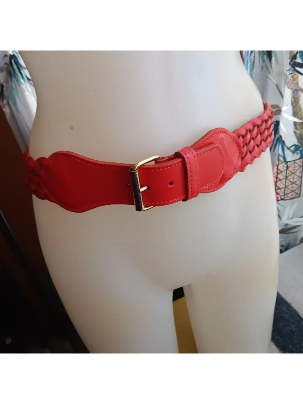 Vintage Medium Belt 1970's GorbanI 31 32 33 Leather orange Braided Brass Buckle
